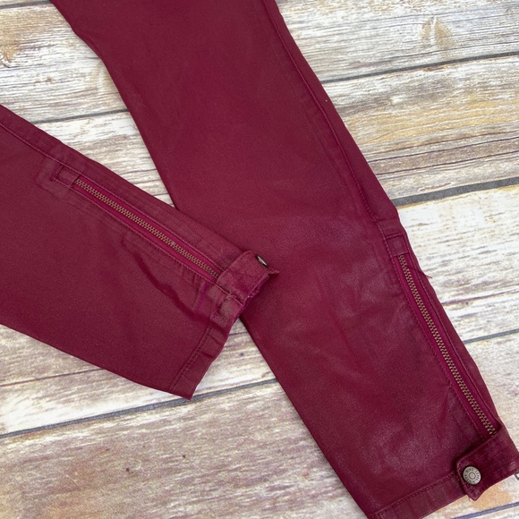 Level 99 Charley Moto Skinny Coated Red Jeans 27 - Picture 6 of 7